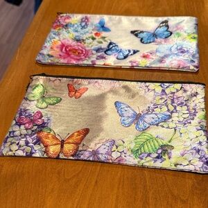 2 Floral and Butterfly Print Pouches